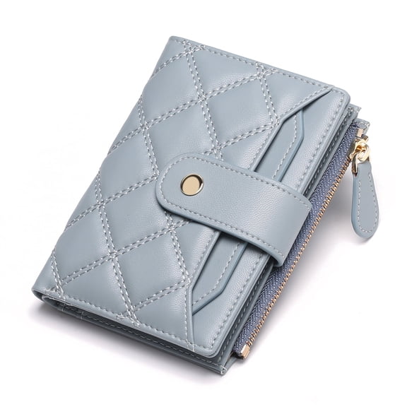 KALUNMA Women's Small Leather RFID Blocking Bifold Zipper Pocket Wallet Ladies Credit Card Slots Purse with Id Window