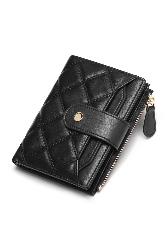 Women's Small Leather RFID Blocking Bifold Zipper Pocket Wallet Ladies Credit Card Slots Purse with Id Window