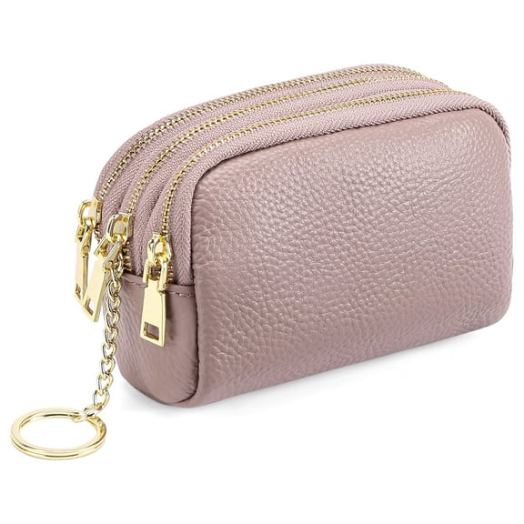 KALUNMA Women's Wallet Triple Zip Around Keychain Wallets RFID Blocking Small Leather Credit Card Holder Coin Purse Travel Clutch