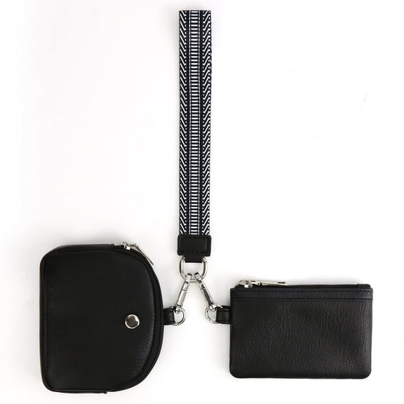 KALUNMA Zip Around Wristlet Wallets for Women Detachable Dual Pouch Mini Coin Purse with Coin Pocket