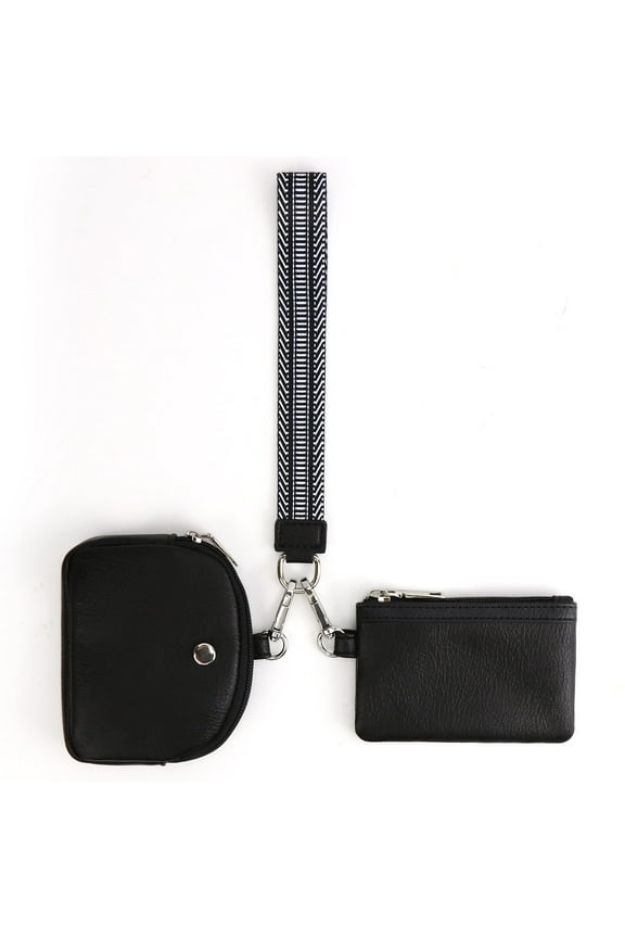 Zip Around Wristlet Wallets for Women Detachable Dual Pouch Mini Coin Purse with Coin Pocket