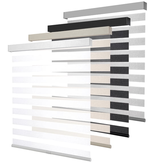KALYSIE Cordless Zebra Blinds for Windows, Free-Stop Pull Down Roller Window Shades with Valance, Light Filtering Dual Layers Sheer Shades for Home and Office, White, 35"W x 72"H
