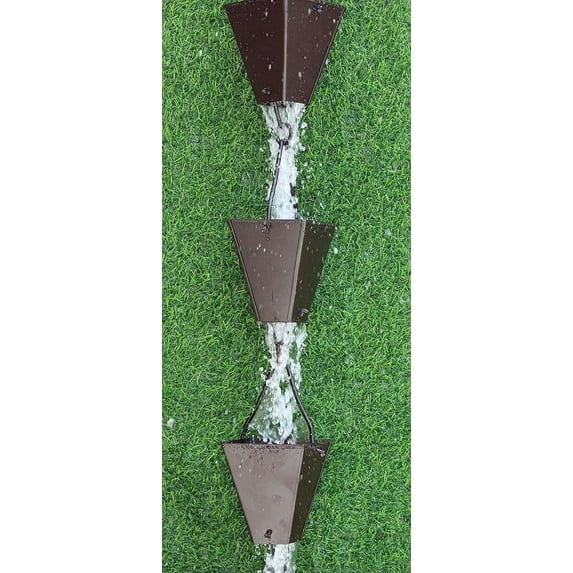 KAM Home Bronze Tapered Square Cups Rain Chain with Installation Kit (Brown, 8.5 feet)