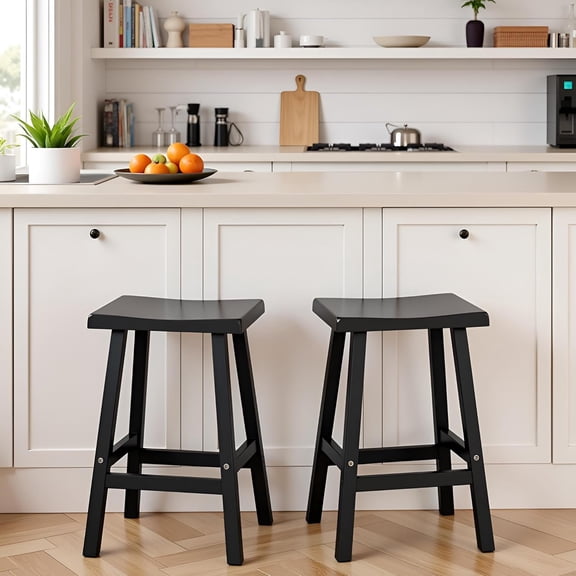 KAMABOKO Bar Stools Set, Durable Resin Island Stools, Counter Height Stools Set with Footrest, for Indoor & Outdoor, Modern Design for Home, Bar & Cafe (24 inch * 2 PCS)