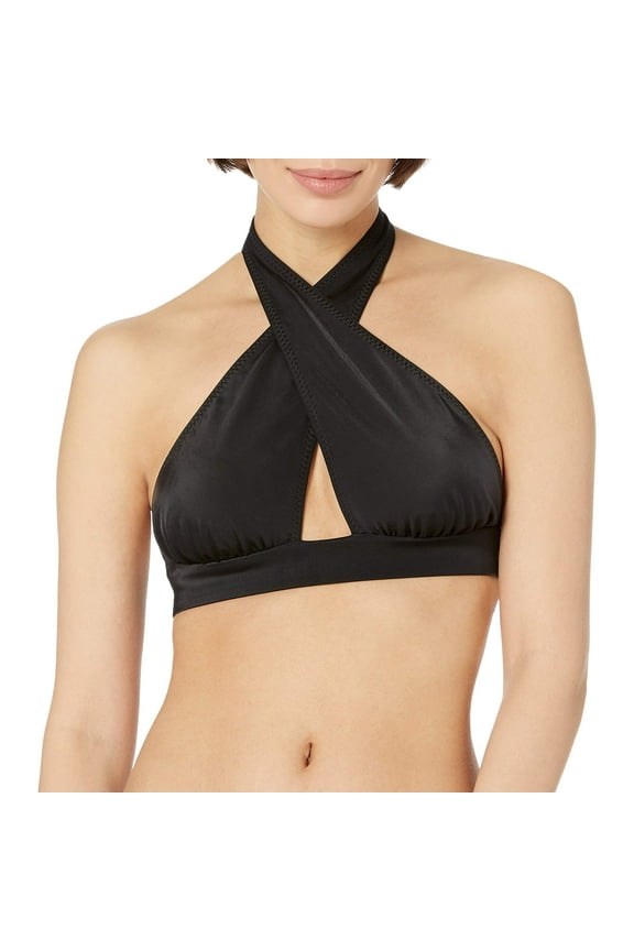 KAMALIKULTURE Women's Cross Halter Top, Black, X-Small