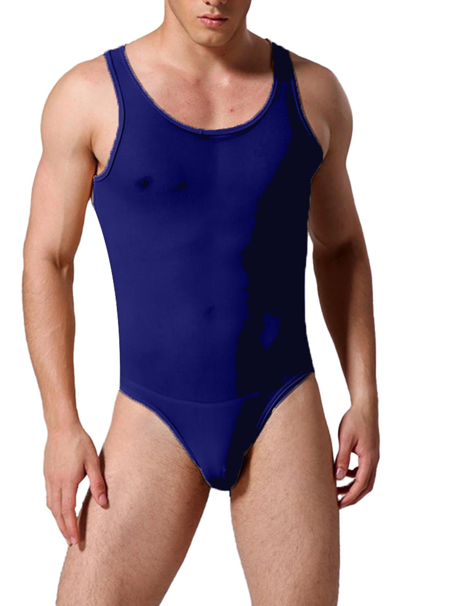 KAMAMEN Mens Mesh See Through Lingerie Tanksuit Leotard Singlet
