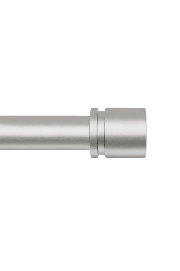 1" Adjustable Heavy Duty Single Curtain Rod with Cap Finial, 84 - 120", Antique Silver