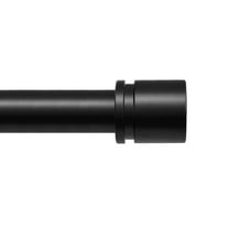KAMANINA 1" Adjustable Heavy Duty Single Curtain Rod with Cap Finial, 28 - 48", Black