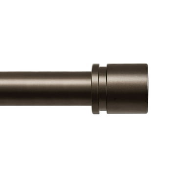 KAMANINA 1" Adjustable Heavy Duty Single Curtain Rod with Cap Finial, 28 - 48", Bronze