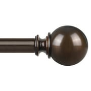 KAMANINA 3/4" Adjustable Single Curtain Rod with Round Ball Finial, 28 - 48", Bronze