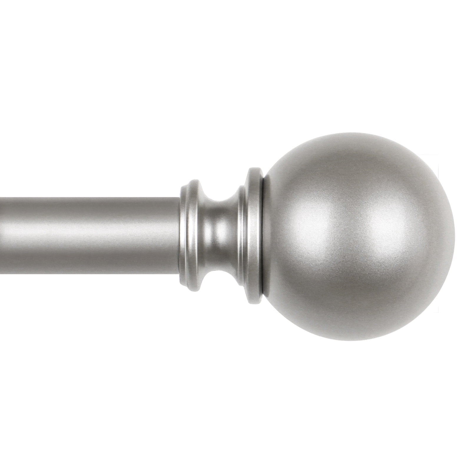 KAMANINA 3/4" Matte Round Ball Adjustable Single Curtain Rod, 84 - 120", Antique Silver