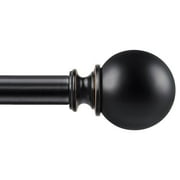 KAMANINA 3/4" Adjustable Single Curtain Rod with Round Ball Finial, 84 - 120", Black
