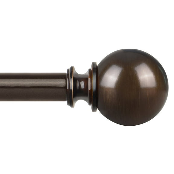 KAMANINA 3/4" Matte Round Ball Adjustable Single Curtain Rod, 84 - 120", Bronze