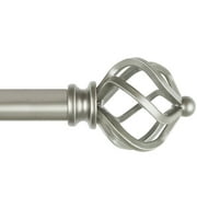 KAMANINA 3/4" Adjustable Single Curtain Rod with Twist Cage Finial, 28 - 48", Antique Silver