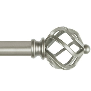KAMANINA 3/4" Adjustable Single Curtain Rod with Twist Cage Finial, 48 - 84", Antique Silver