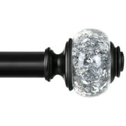 KAMANINA 7/8" Adjustable Single Curtain Rod with Translucent Finial, 28 - 48", Black