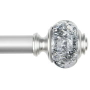 KAMANINA 7/8" Adjustable Single Curtain Rod with Translucent Finial, 28 - 48", Silver
