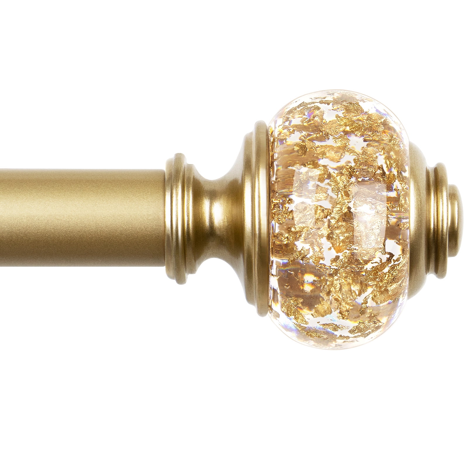 KAMANINA 7/8" Adjustable Single Curtain Rod with Translucent Finial, 28 - 48", Gold