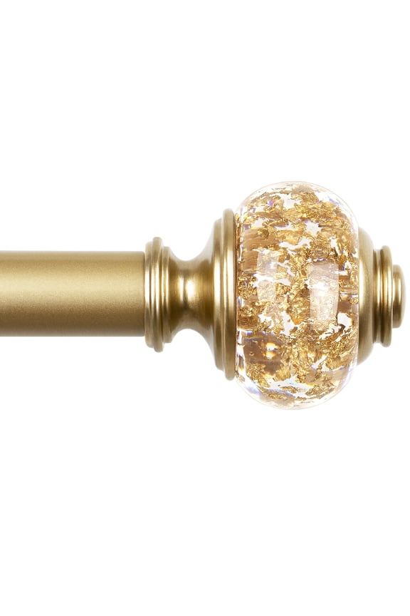 7/8" Adjustable Single Curtain Rod with Translucent Finial, 28 - 48", Gold