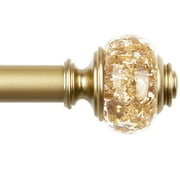 KAMANINA 7/8" Adjustable Single Curtain Rod with Translucent Finial, 28 - 48", Gold