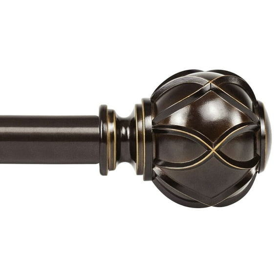 KAMANINA 7/8" Adjustable Single Curtain Rod with Netted Texture Finial, 28 - 48", Bronze