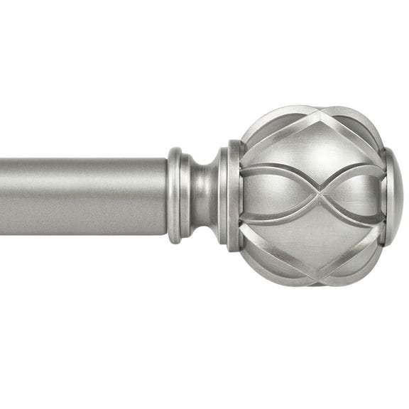 KAMANINA 7/8" Adjustable Single Curtain Rod with Netted Texture Finial, 28 - 48", Antique Silver