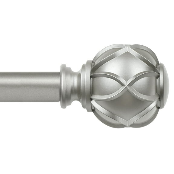 KAMANINA 7/8" Adjustable Single Curtain Rod with Netted Texture Finial, 28 - 48", Antique Silver