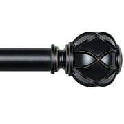 KAMANINA 7/8" Adjustable Single Curtain Rod with Netted Texture Finial, 48 - 84", Black