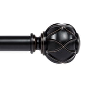 KAMANINA 7/8 Adjustable Single Curtain Rod with Netted Texture Finial, 84 - 120, Black