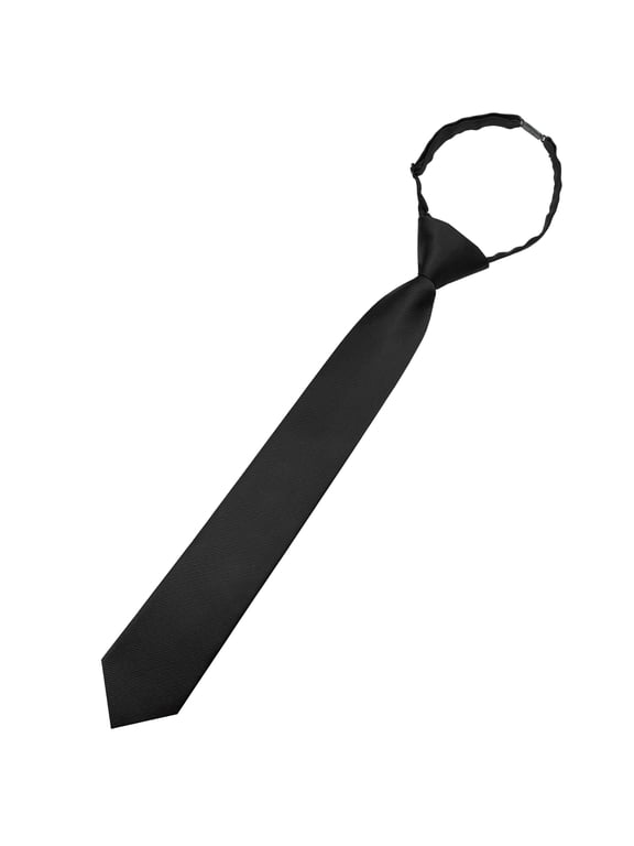 Black Boys Solid Color Pre-Tied Necktie with Adjustable Buckle Closure, Ages 8–12