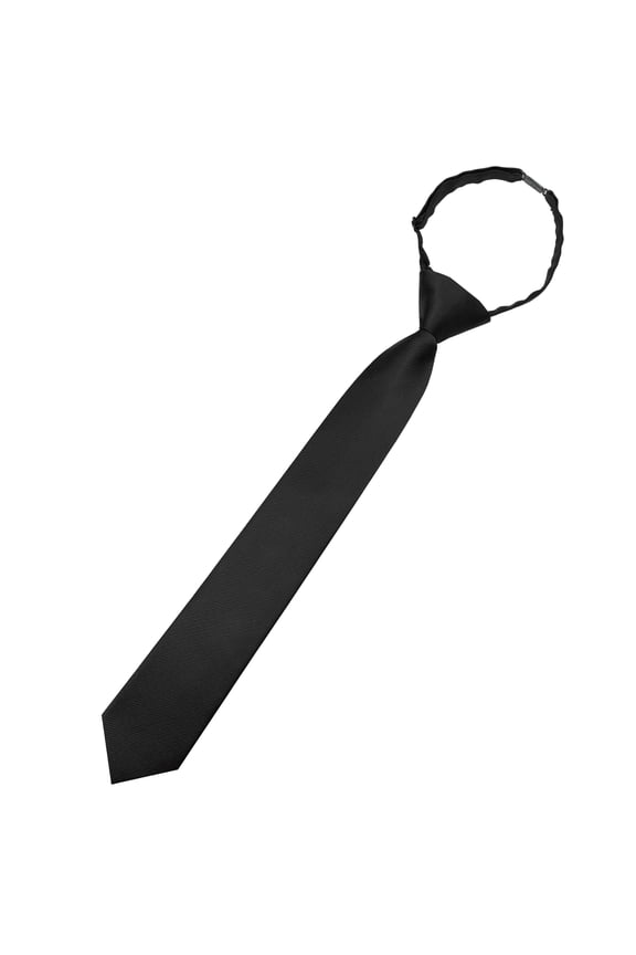Black Boys Solid Color Pre-Tied Necktie with Adjustable Buckle Closure, Ages 8–12