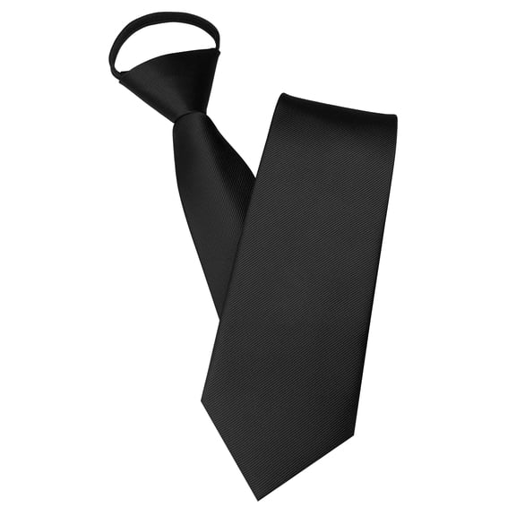 KAMBERFT Black Pre-tied Necktie for Men, 3.15 inch Wide Solid Color Adjustable Tie