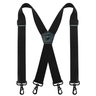 KAMBERFT Black Heavy Duty X-Back Suspenders for Men, 1.4 inch Wide Adjustable Elastic Straps