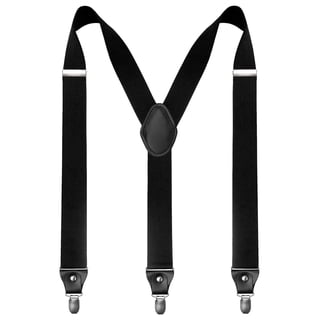 KAMBERFT Black Suspenders for Men 1.4 inch Wide Adjustable Elastic Y-Back Braces with 3 Metal Clips
