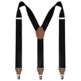 thumbnail image 1 of KAMBERFT Black Suspenders for Men 1.4 inch Wide Adjustable Elastic Y-Back Braces with 3 Metal Clips, 1 of 4