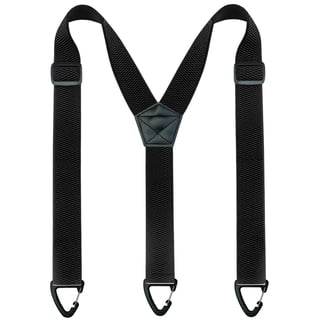 KAMBERFT Black Suspenders for Men, 1.5 inch Wide Adjustable Elastic Y-Back Braces with 3 Snap Loops