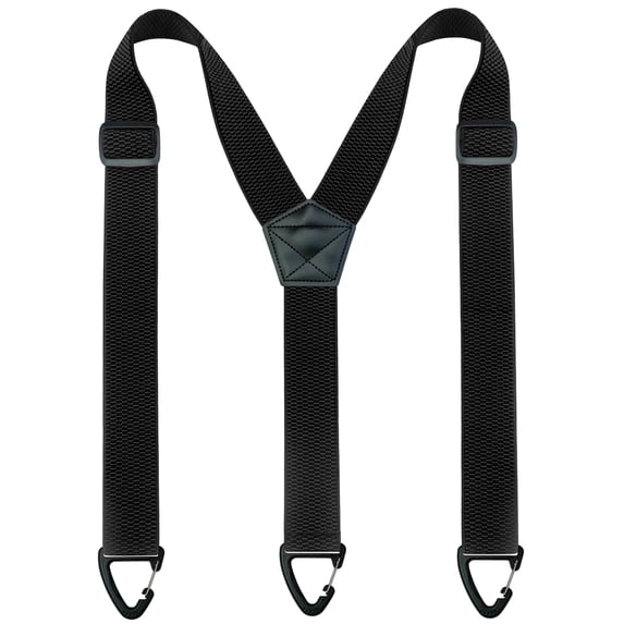 KAMBERFT Black Suspenders for Men, 1.5 inch Wide Adjustable Elastic Y-Back Braces with 3 Snap Loops