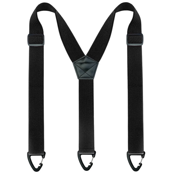 KAMBERFT Black Suspenders for Men 1.5 Inch Wide Adjustable Elastic Y-Back Braces with 3 Snap Loops