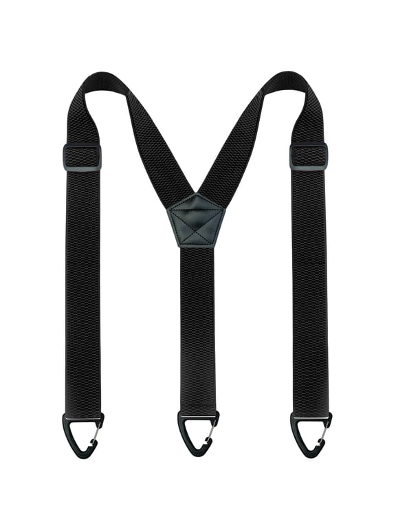 Black Suspenders for Men, 1.5 inch Wide Adjustable Elastic Y-Back Braces with 3 Snap Loops