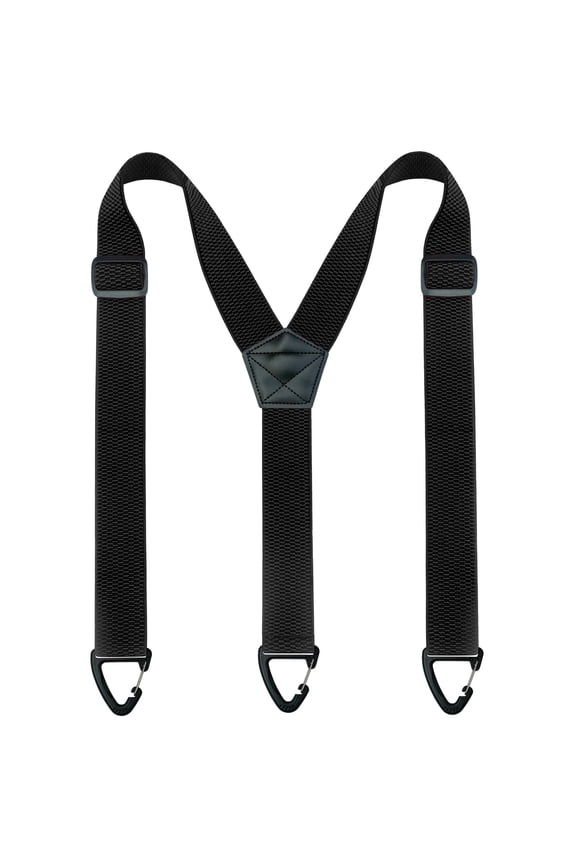 Black Suspenders for Men 1.5 Inch Wide Adjustable Elastic Y-Back Braces with 3 Snap Loops