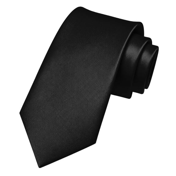 KAMBERFT Men’s Black Solid Color Necktie, 3.15 inch Wide