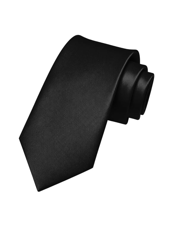 Black Tie for Men, 3.15 inch Wide Solid Color Necktie for Business Wedding Formal Wear