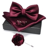 Pre Programed Images KAMBERFT Men’s Burgundy Pre-tied Bow Tie Set, 4PCS Gift Set with Pocket ...