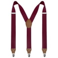 thumbnail image 1 of KAMBERFT Burgundy Suspenders for Men 1.4 inch Wide Adjustable Elastic Y-Back Braces with 3 Metal Clips, 1 of 4