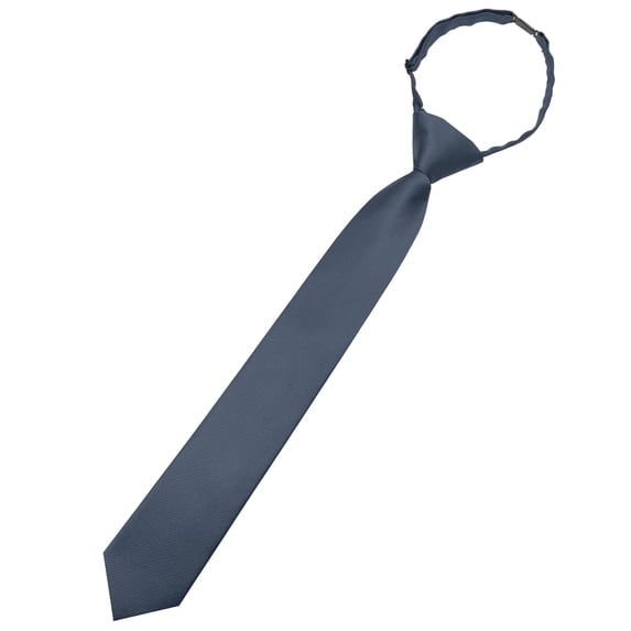 KAMBERFT Charcoal Gray Boys Solid Color Pre-Tied Necktie with Adjustable Buckle Closure, Ages 8–12