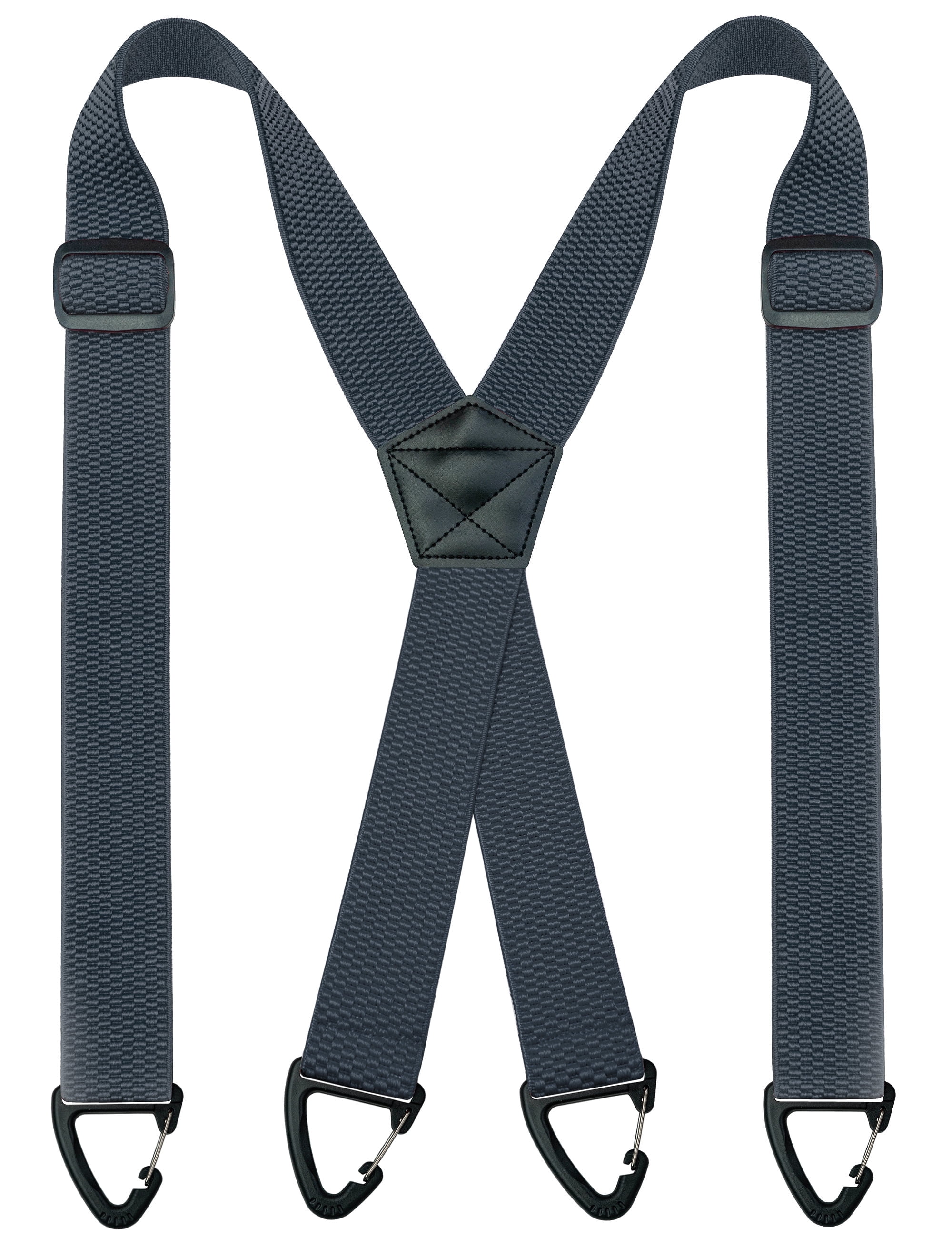 KAMBERFT Charcoal Gray Hidden Suspenders for Men, Heavy Duty X-Back with 1.5 inch Wide Elastic Straps and 4 Snap Loops