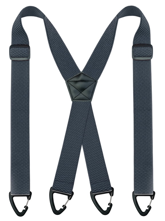 Charcoal Gray Hidden Suspenders for Men, Heavy Duty X-Back with 1.5 inch Wide Elastic Straps and 4 Snap Loops