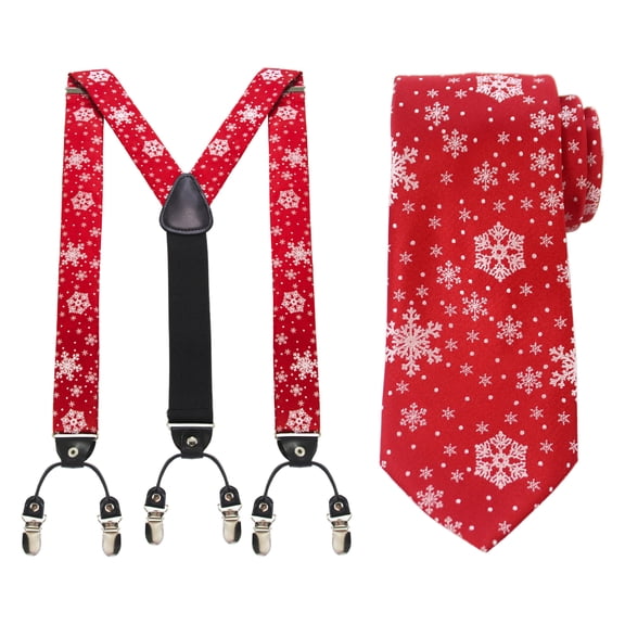 KAMBERFT Christmas Tie Set for Men, 2-Piece Holiday Accessories with Suspender