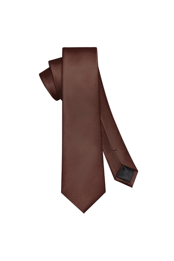 Coffee Brown Skinny Tie for Men, 2.4 inch Wide Solid Color Slim Necktie
