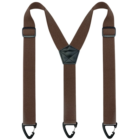 KAMBERFT Coffee Brown Suspenders for Men, 1.5 inch Wide Adjustable Elastic Y-Back Braces with 3 Snap Loops